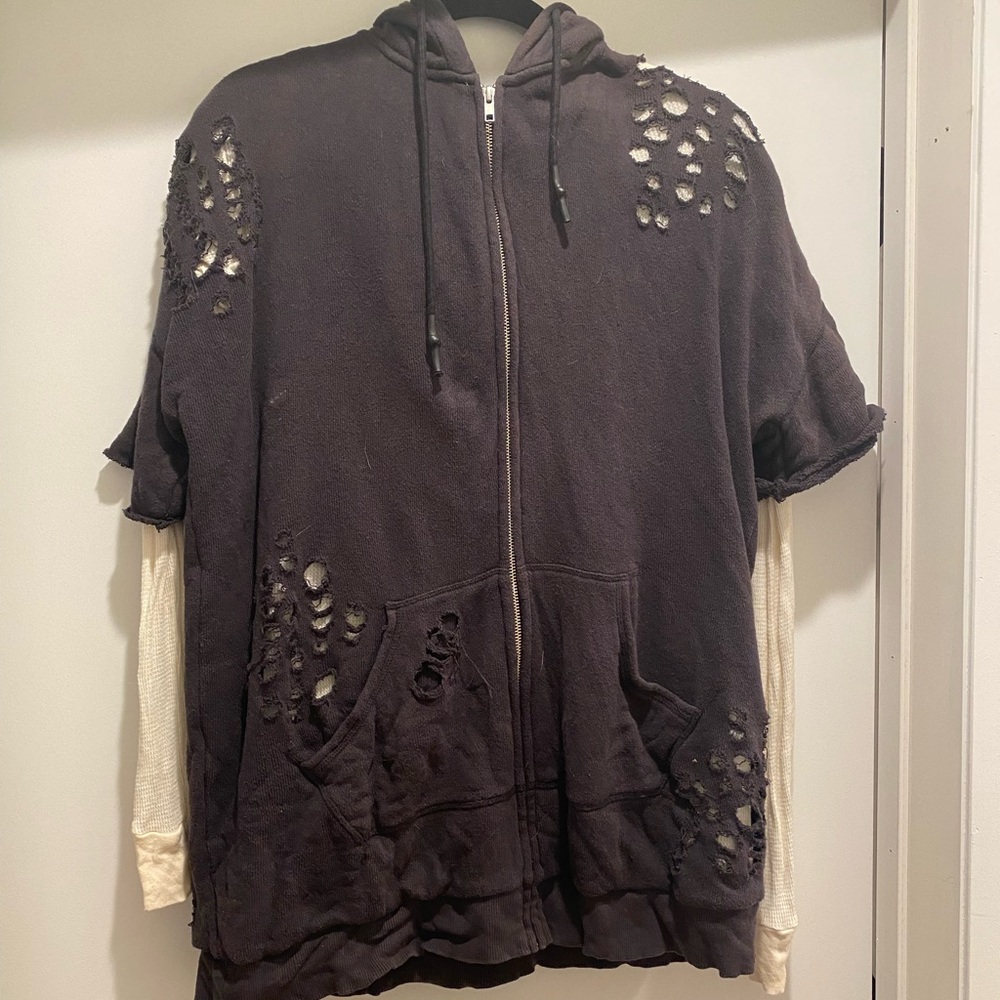 R13 zip up. Waffle knit. Cashmere blend.